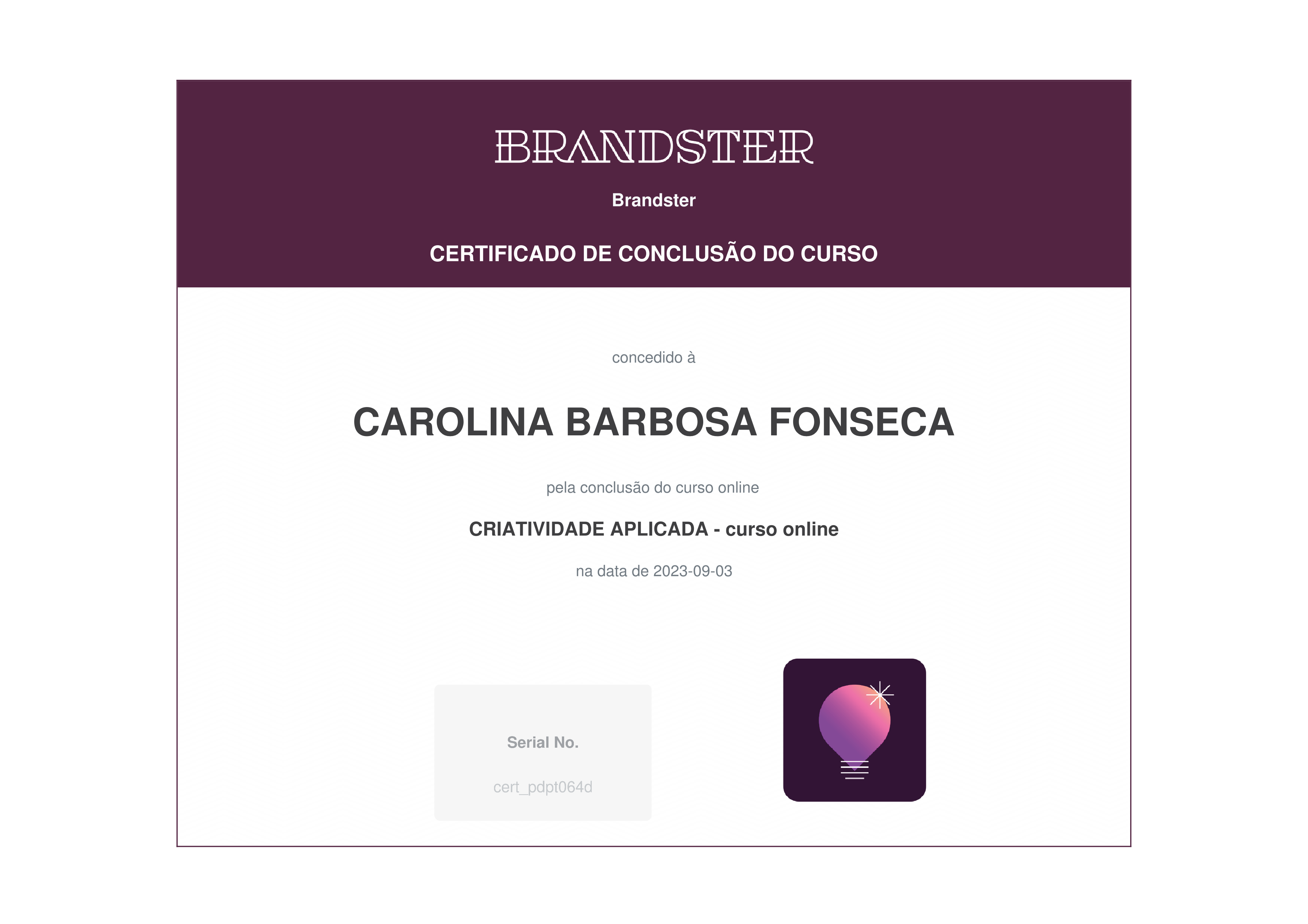 Carol Fonseca Estúdio - Certificados